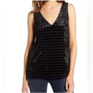 Chelsea28 Sleeveless Velvet  V-Neck Tank Blouse‎